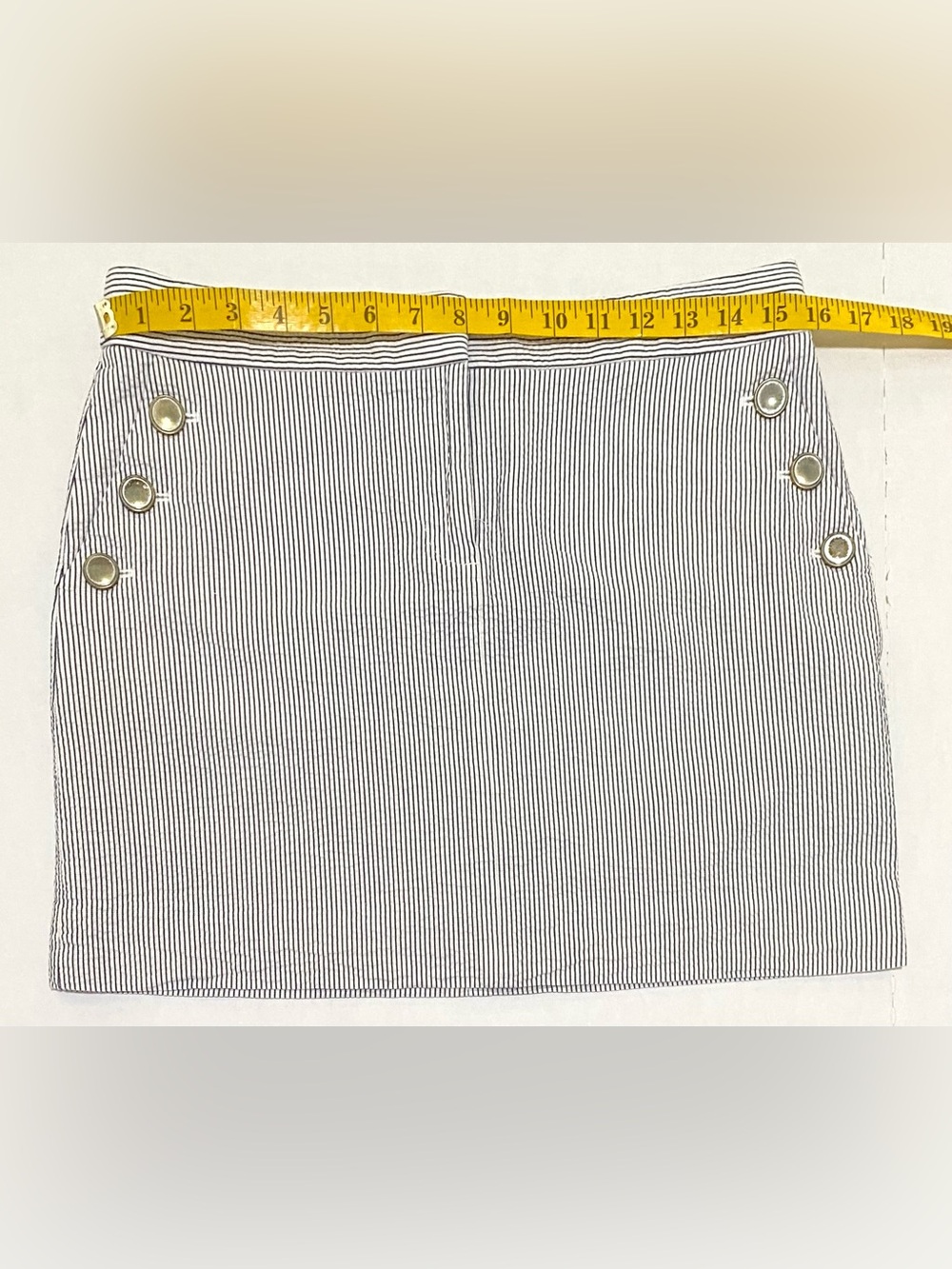 J Crew Womens 6 Navy Blue White Stripe Skirt Boho Y2K Summer Fisherman Preppy - Picture 9 of 13